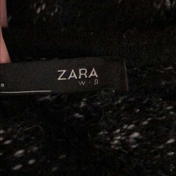 Zara black white fuzzy lace trimmed sweater - Picture 13 of 15